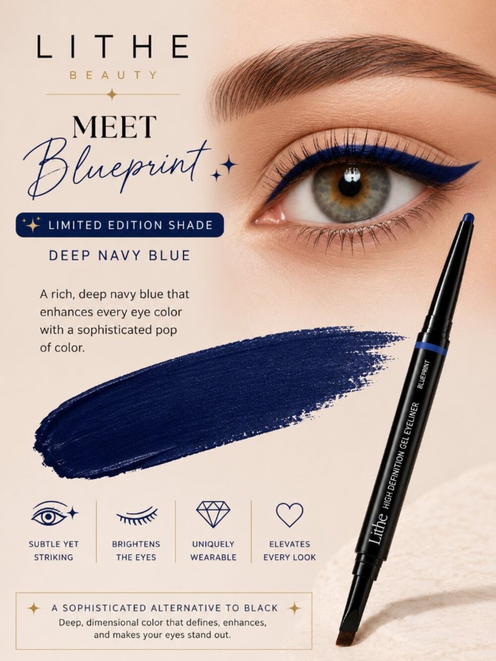 Lithe High Definition Gel Eyeliner Blueprint Deep Navy Blue Limited Edition